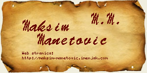 Maksim Manetović vizit kartica
